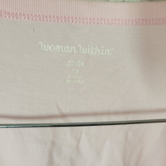 Woman Within Womens Top 1X 22 24 Plus Tank Pink Cotton Lightweight Casual PIN45E - Picture 6 of 8